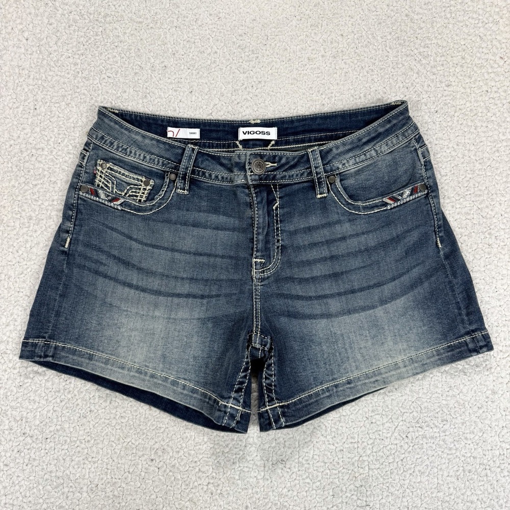 Vigoss Denim Shorts Women's 12 (32x5) American Flag Y2K Western Bling